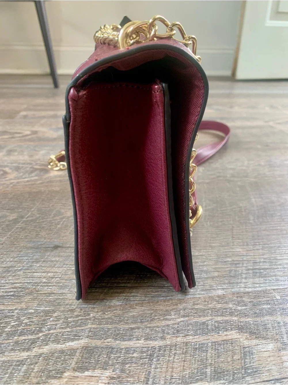 Mossimo Faux Chic Snakeskin Maroon Chain Strap Crossbody Bag NWT
